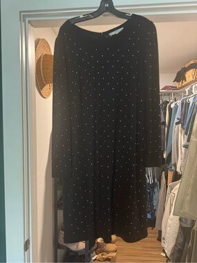 LOFT Black Long-Sleeve Dress with Stud Detail